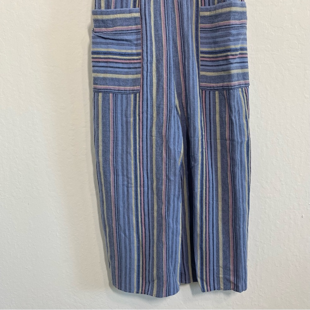 Universal Threads Women’s M Cotton Blue Striped Sleeveless Pantsuit Casual - Picture 4 of 7